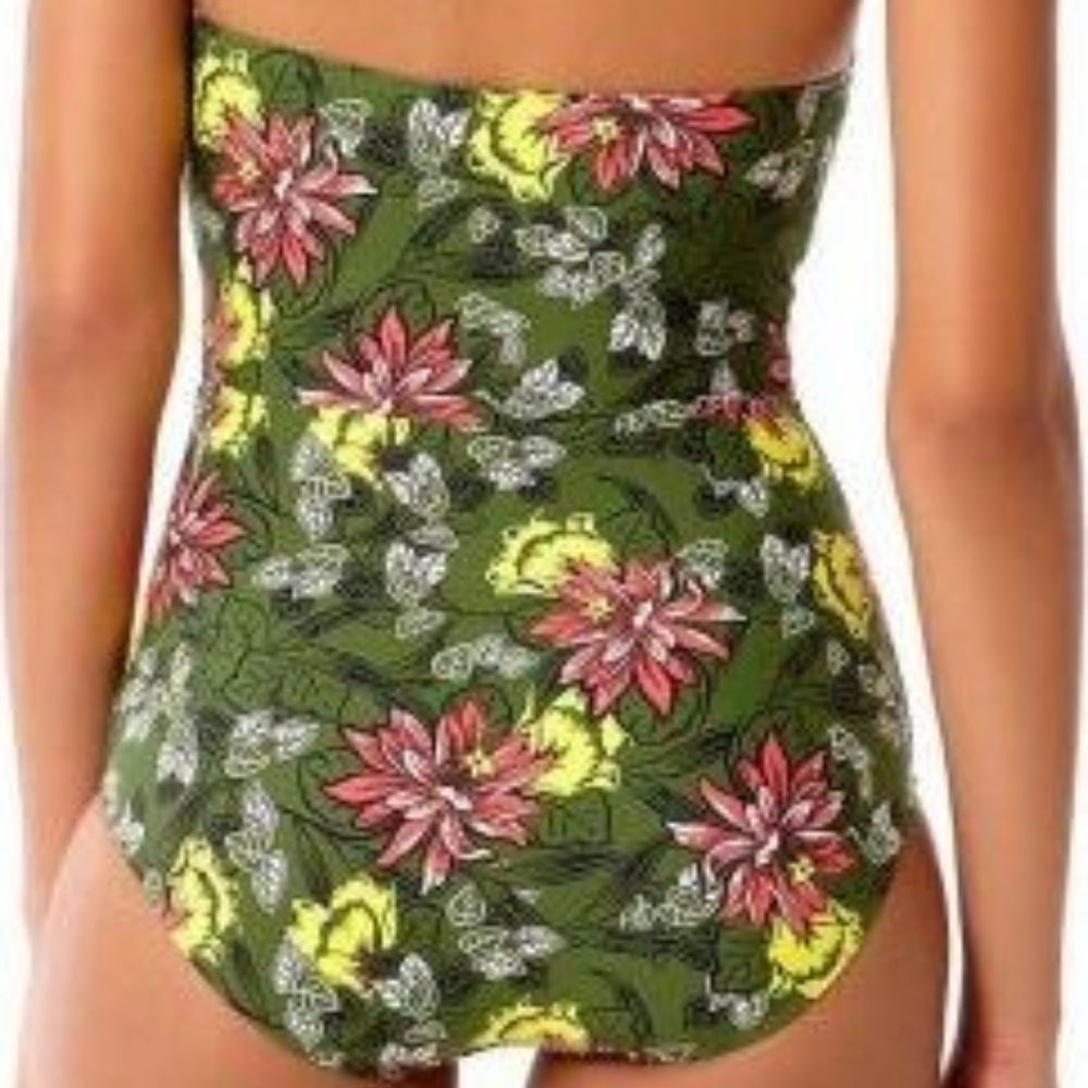 Anne Cole Green Floral High Neck One Piece Suit - Picture 2 of 2